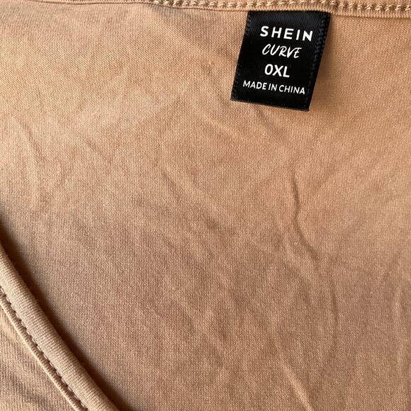 SHEIN Women’s 3/4 Sleeve V-neck Stretchy Blouse size L, Natural Beige - Picture 5 of 7